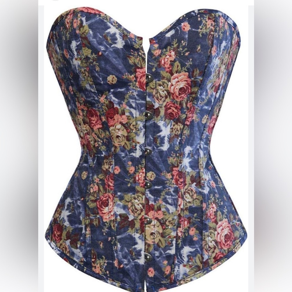 Floral Blue Corset Top